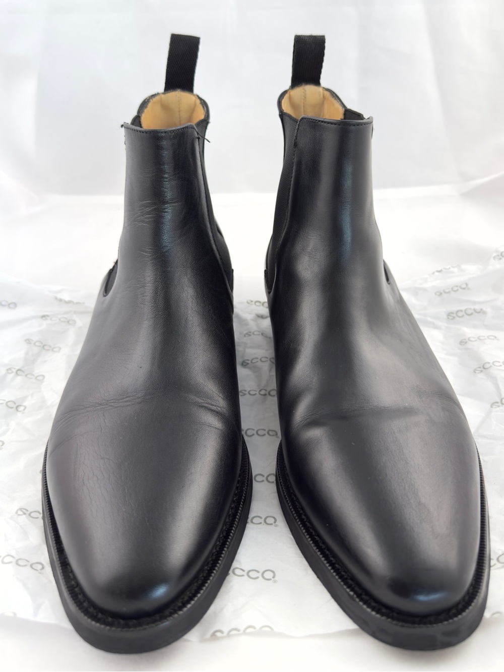 Jack Erwin Black Leather Chelsea Boots - Men's Dress Slip-On Sz 9-1/2